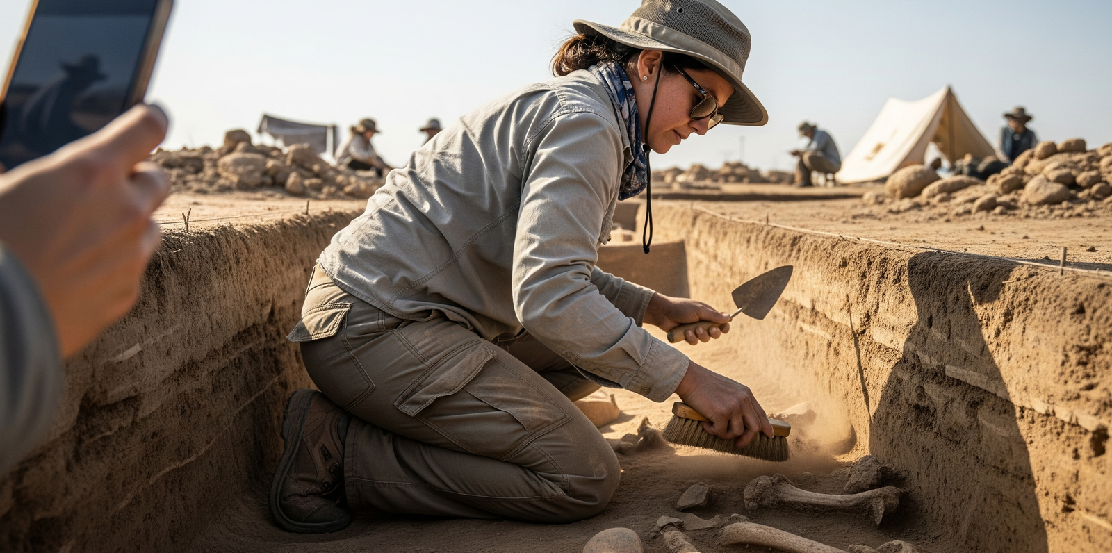 Dr. Kaelan Thorne conducting archaeological research