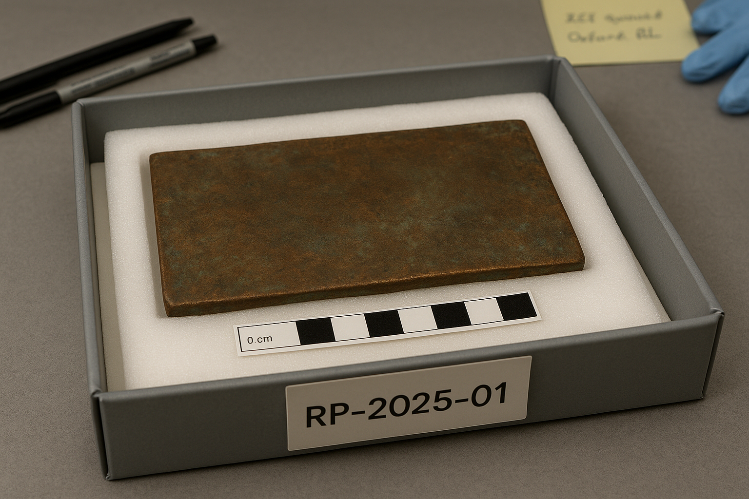 Catalog plate in foam with scale bar